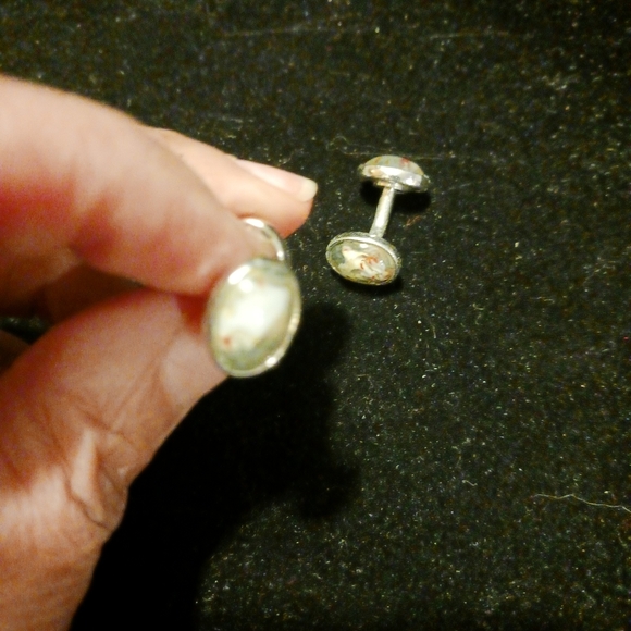 Vintage stainless steel marble cufflinks - Picture 6 of 8